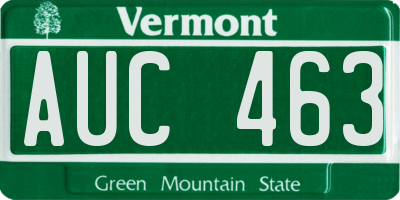 VT license plate AUC463