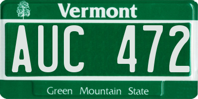 VT license plate AUC472