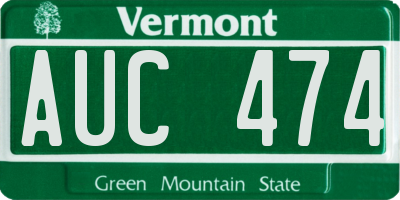 VT license plate AUC474
