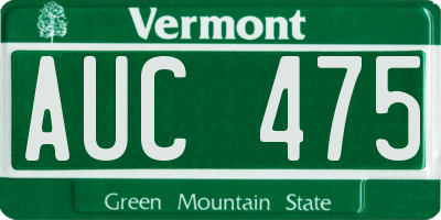 VT license plate AUC475