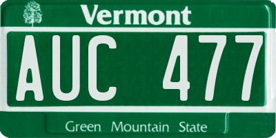 VT license plate AUC477