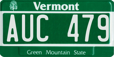 VT license plate AUC479