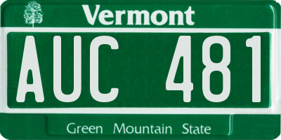 VT license plate AUC481