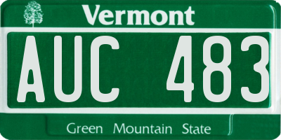 VT license plate AUC483