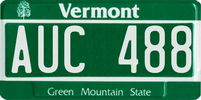 VT license plate AUC488