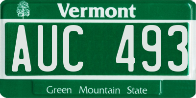 VT license plate AUC493