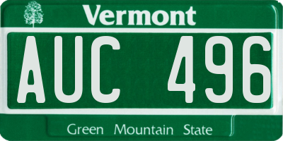 VT license plate AUC496