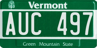 VT license plate AUC497