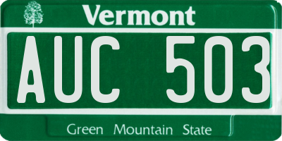 VT license plate AUC503