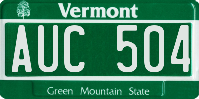 VT license plate AUC504