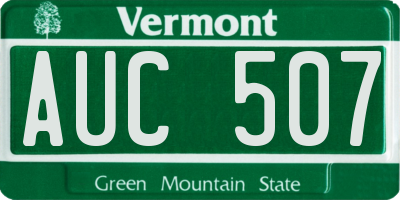VT license plate AUC507