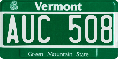 VT license plate AUC508