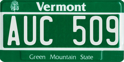 VT license plate AUC509