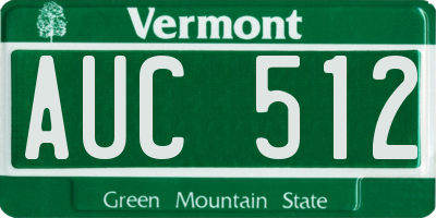 VT license plate AUC512