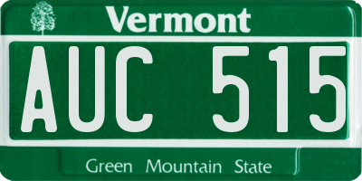 VT license plate AUC515