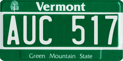VT license plate AUC517
