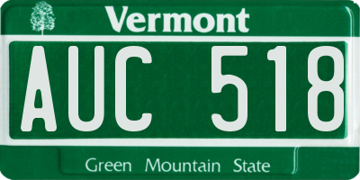 VT license plate AUC518