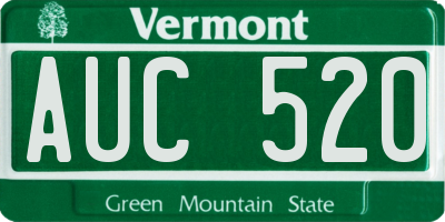 VT license plate AUC520