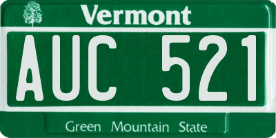 VT license plate AUC521