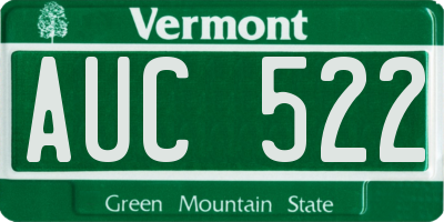 VT license plate AUC522