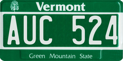 VT license plate AUC524