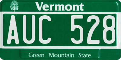 VT license plate AUC528