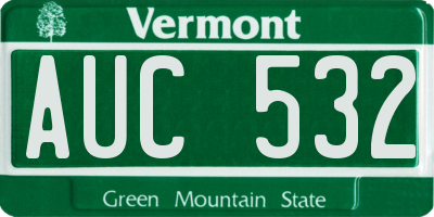 VT license plate AUC532