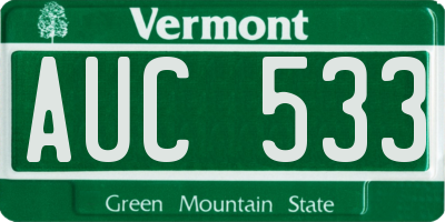 VT license plate AUC533