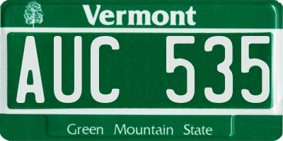 VT license plate AUC535