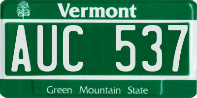VT license plate AUC537