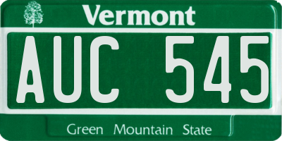 VT license plate AUC545