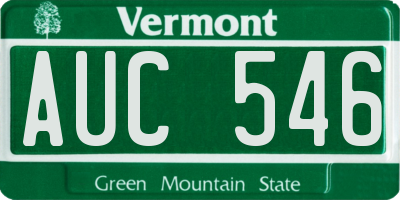 VT license plate AUC546