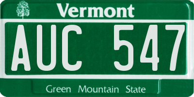 VT license plate AUC547
