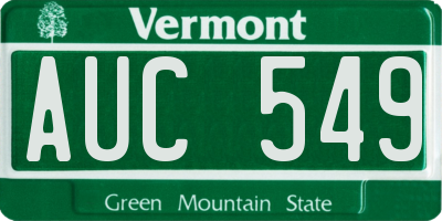 VT license plate AUC549