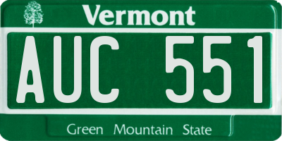 VT license plate AUC551
