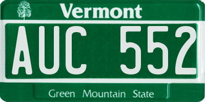 VT license plate AUC552