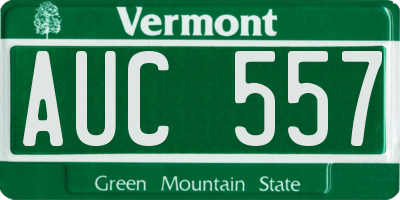 VT license plate AUC557