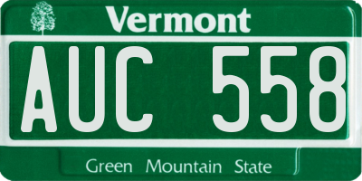 VT license plate AUC558
