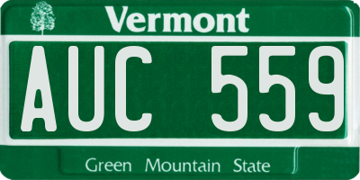VT license plate AUC559