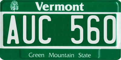 VT license plate AUC560