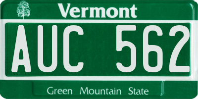 VT license plate AUC562