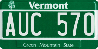 VT license plate AUC570