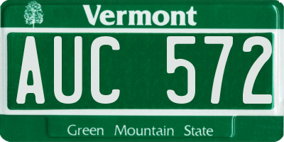 VT license plate AUC572