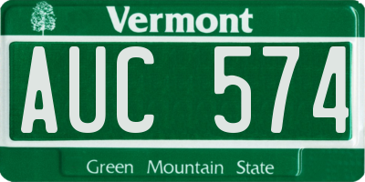 VT license plate AUC574