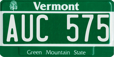 VT license plate AUC575