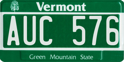 VT license plate AUC576
