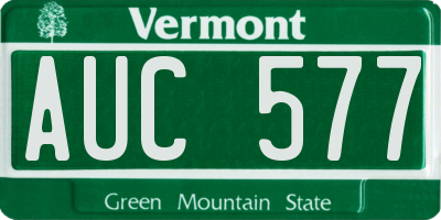 VT license plate AUC577