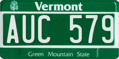 VT license plate AUC579