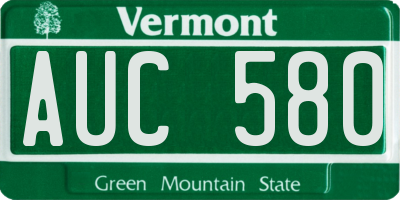 VT license plate AUC580
