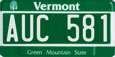 VT license plate AUC581